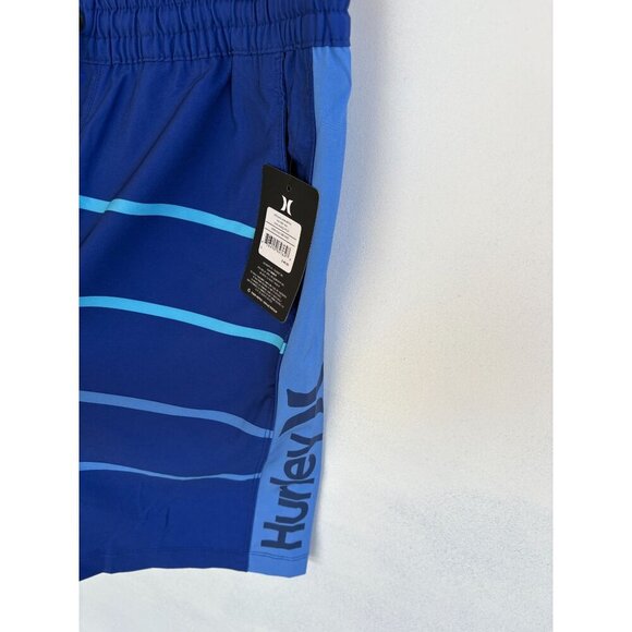 Hurley Mens Blue Striped Volley Swim Shorts Size L - Picture 3 of 7